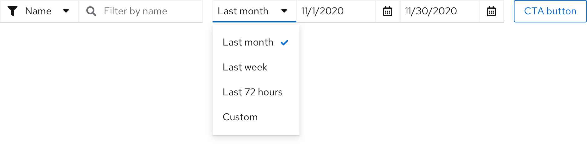 Example of date picker in toolbar filter group - two liner